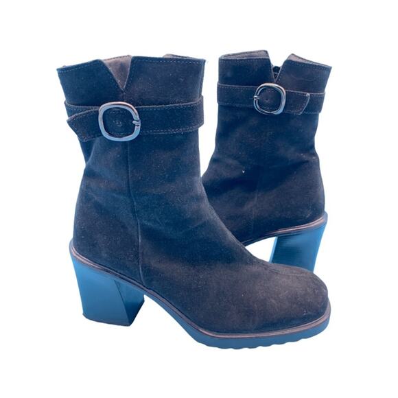 La Canadienne Black Suede Booties-6.5M - Picture 1 of 11